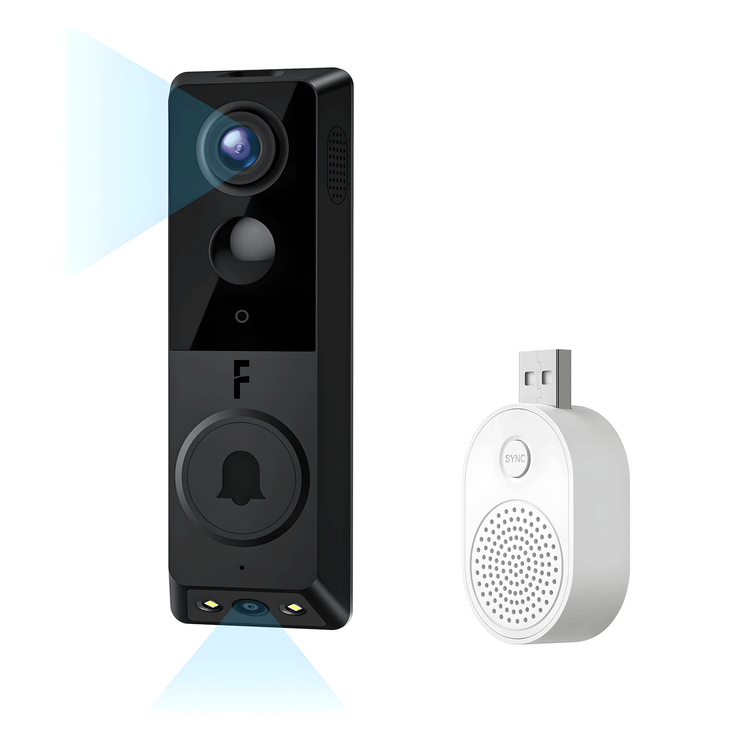 Timbre inteligente con cámara, detección de movimiento y timbre USB inalámbrico.